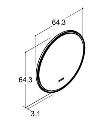 Dansani Hoop rundt spejl m/lys og lysstyring Ø64,3 - Valgfri rammefarve