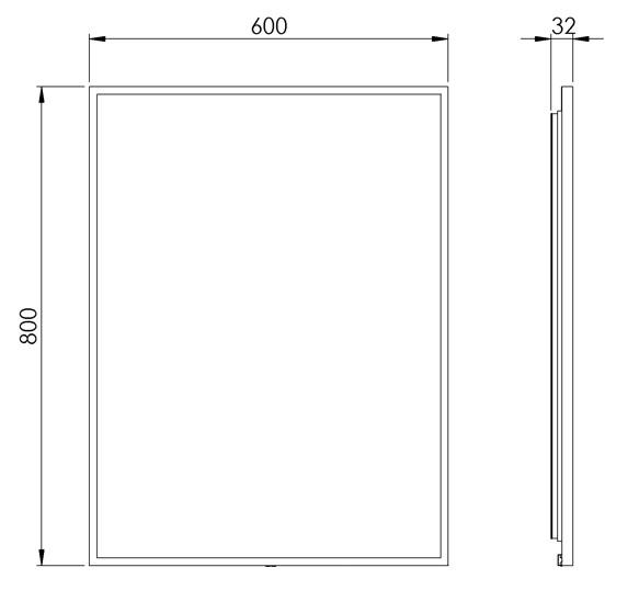 Cassøe Siena firkantet spejl m/LED lys - 60x80 cm - Mat bronze