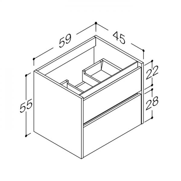 Strømberg Lux 60 vaskeskab m/2 skuffer - Dyb blå Strømberg Lux 60 vaskeskab m/2 skuffer - Dyb blå