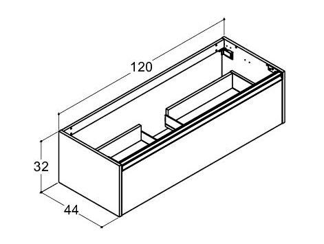 Dansani Luna Classic 120 vaskeskab m/skuffe og integreret greb - Natur eg