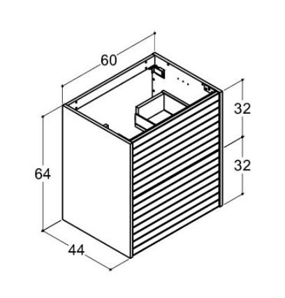 Dansani Luna Classic 60 vaskeskab m/skuffer og lameller - Lys eg