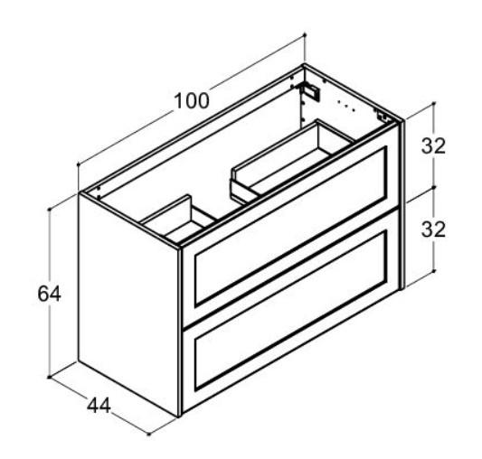 Dansani Luna Classic 100 vaskeskab m/skuffer og rammefront - Natur eg/valgfri farve