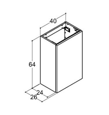 Dansani Luna Urban 40x64 vaskeskab m/låge - Højrehængslet - Varm eg