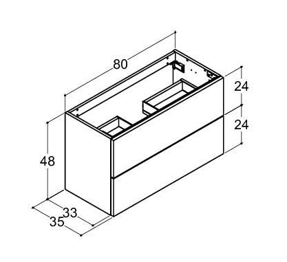 Dansani Luna Urban Mini vaskeskab 80x48 m/skuffer - Hvid mat