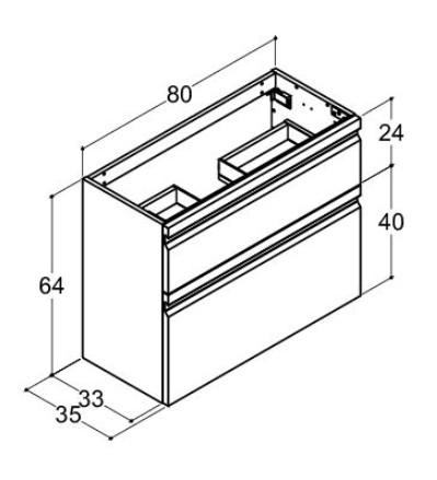 Dansani Luna Mini vaskeskab 80*48 m/skuffer - Valgfri farve