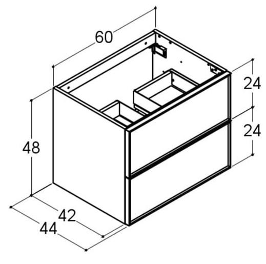 Dansani Luna vaskeskab 60x48 m/skuffer - Hvid mat/sort ramme Dansani Luna vaskeskab 60x48 m/skuffer - Hvid mat/sort ramme