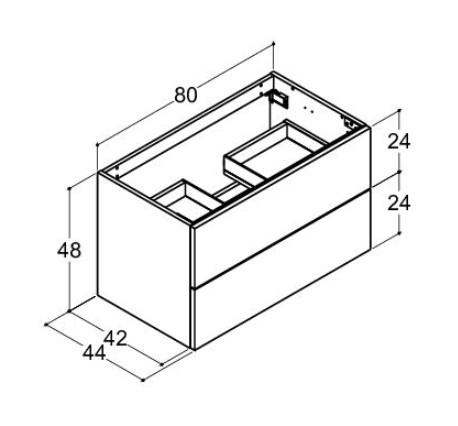 Dansani Luna Urban 80 møbelsæt m/Kantate vask og skuffer - Hvid mat