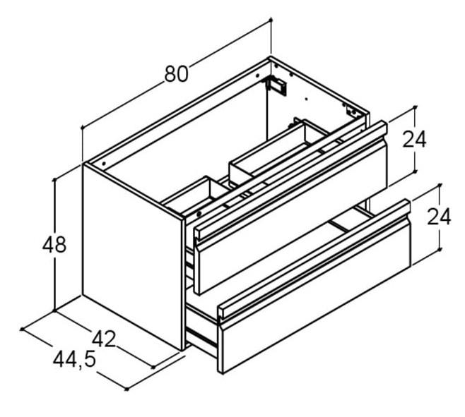 Dansani Luna vaskeskab 80*48 m/skuffer - Valgfri farve