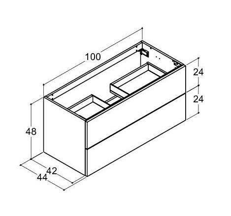 Dansani Luna vaskeskab 100x48 m/skuffer - Brun eg Dansani Luna vaskeskab 100x48 m/skuffer - Brun eg