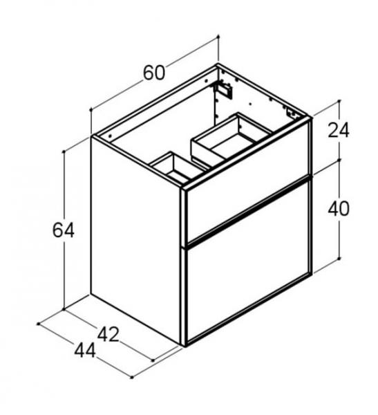 Dansani Luna vaskeskab 60x64 m/skuffer - Hvid mat/sort ramme Dansani Luna vaskeskab 60x64 m/skuffer - Hvid mat/sort ramme