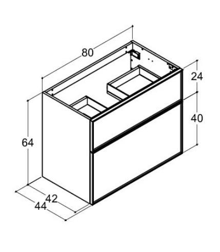 Dansani Luna Urban vaskeskab 80x64 m/skuffer - Brun eg/sort ramme Dansani Luna Urban vaskeskab 80x64 m/skuffer - Brun eg/sort ramme