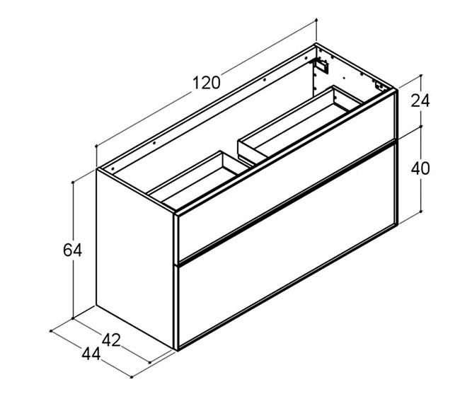 Dansani Luna vaskeskab 120x64 m/skuffer - Valgfri farve/sort ramme Dansani Luna vaskeskab 120x64 m/skuffer - Valgfri farve/sort ramme