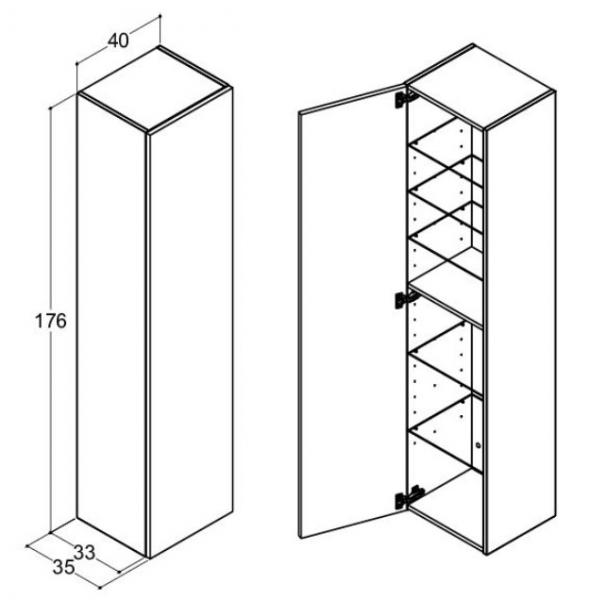 Dansani Luna Urban højskab 40 - Venstrehængslet - Varm eg