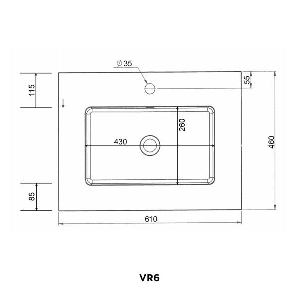 Str&oslash;mberg Reno 61 m&oslash;belvask i Solid Surface - Mat hvid - 1 hanehul