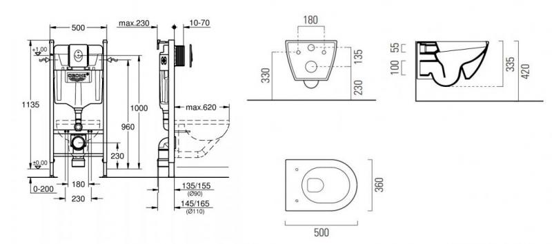 GSI Pura Ghiaccio 50 toiletpakke inkl. sæde m. softclose, cisterne og krom betjening