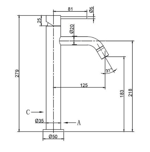 Primy Voyage High bowlearmatur - Guld/Sand Primy Voyage High bowlearmatur - Guld/Sand