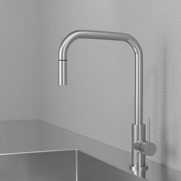 Primy Steel Accent Square køkkenarmatur m/udtræk - Rustfrit stål Primy Steel Accent Square køkkenarmatur m/udtræk - Rustfrit stål