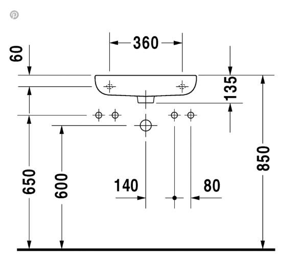 Duravit D-Code 50 håndvask t/væg - Højre Duravit D-Code 50 håndvask t/væg - Højre