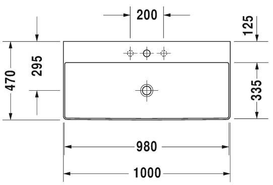 Duravit DuraSquare 100 bowlevask op til væg - 2 hanehuller Duravit DuraSquare 100 bowlevask op til væg - 2 hanehuller