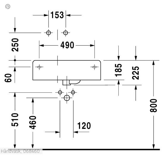 Duravit Scola 60 håndvask t/væg eller møbel - Vask i venstre side - Forlokket hanehul Duravit Scola 60 håndvask t/væg eller møbel - Vask i venstre side - Forlokket hanehul