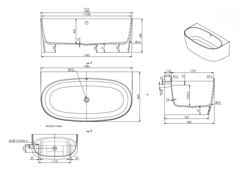 Strømberg Arden Back-To-Wall badekar 1600 x 860 mm - Mat hvid Strømberg Arden Back-To-Wall badekar 1600 x 860 mm - Mat hvid