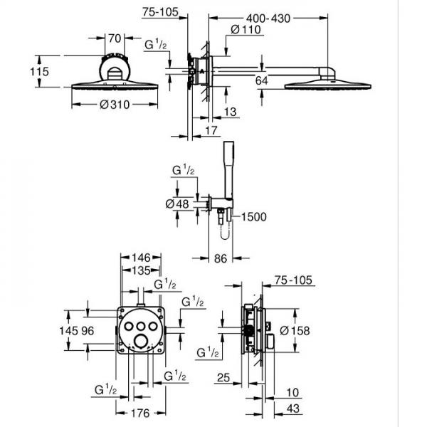 Grohe Precision SmartControl komplet brusesystem m/Shower Frame - Krom Grohe Precision SmartControl komplet brusesystem m/Shower Frame - Krom