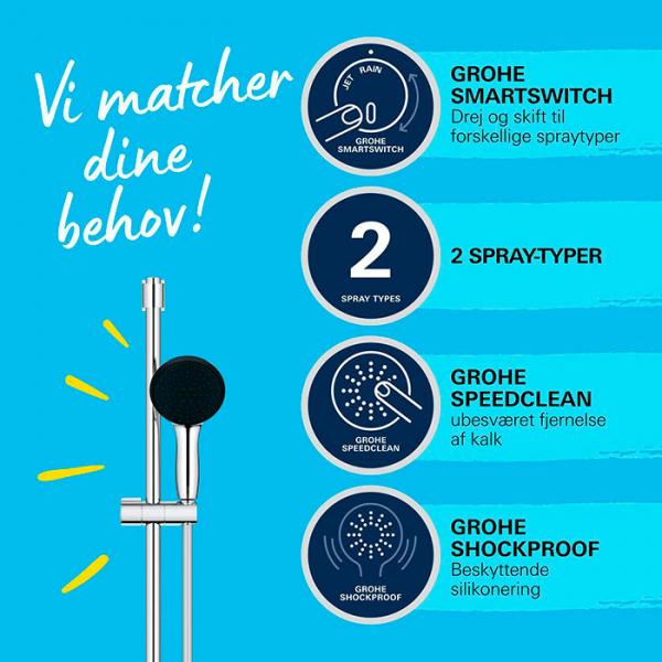 Grohe Vitalio Start 110 brusesæt 2 sprays Grohe Vitalio Start 110 brusesæt 2 sprays