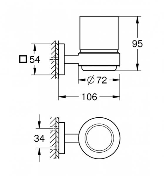 Grohe Start Cube tandkrus til væg - Supersteel Grohe Start Cube tandkrus til væg - Supersteel