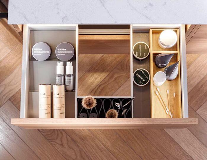 Dansani Luna 101 m&oslash;bels&aelig;t m/Kantate vask, h&oslash;j skuffe og indretning - Mat gr&aring;