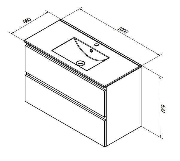 Sanibell Basicline møbelsæt 100 m/integrerede greb og stenvask - Whiskey eg Sanibell Basicline møbelsæt 100 m/integrerede greb og stenvask - Whiskey eg