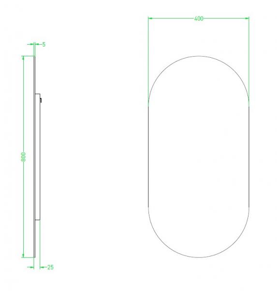 Sanibell Ink SP26 ovalt spejl m/ramme 40 x 80 cm Sanibell Ink SP26 ovalt spejl m/ramme 40 x 80 cm