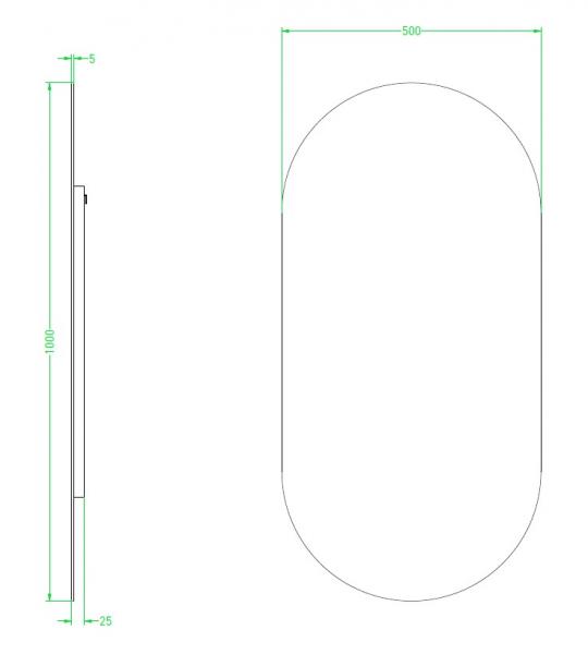 Sanibell Ink SP26 ovalt spejl m/ramme 50 x 100 cm Sanibell Ink SP26 ovalt spejl m/ramme 50 x 100 cm