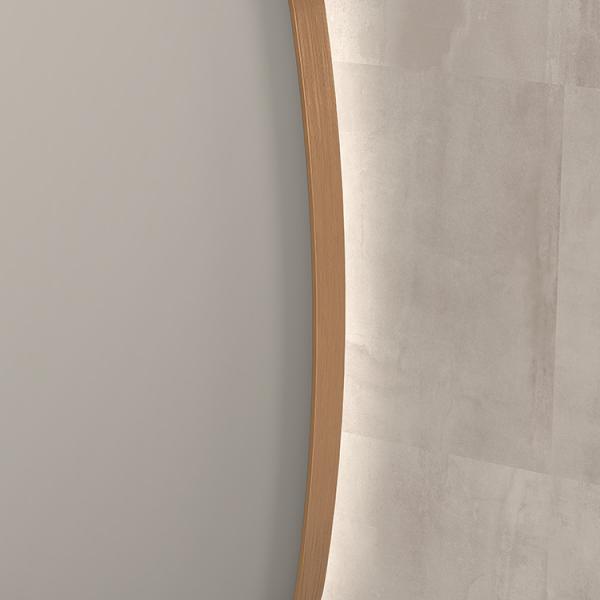 Sanibell Ink SP30 superellipse spejl m/backlight, varme og sensor 50 x 100 cm - Børstet kobber