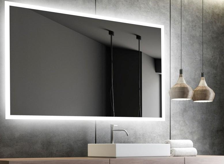 Mie firkantet spejl m/integreret LED lys, backlight og varme - 120 cm Mie firkantet spejl m/integreret LED lys, backlight og varme - 120 cm