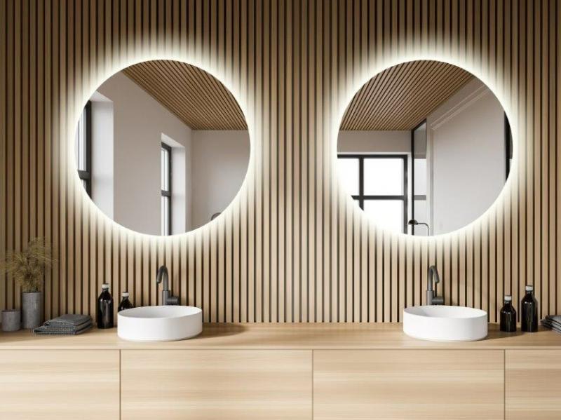 Puk rundt spejl m/backlight og varme - Ø60 cm Puk rundt spejl m/backlight og varme - Ø60 cm