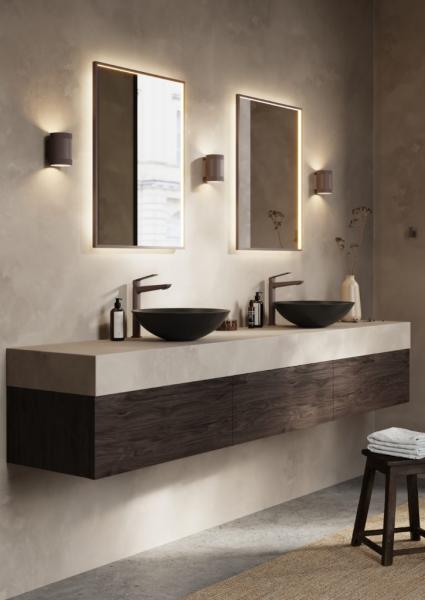 Cassøe Siena firkantet spejl m/LED lys - 60x80 cm - Mat bronze