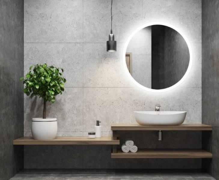 Sandra rundt spejl m/integreret LED lys og backlight - Ø60 cm Sandra rundt spejl m/integreret LED lys og backlight - Ø60 cm