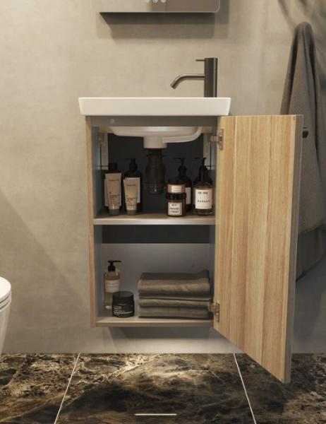 Dansani Luna Urban 40x64 vaskeskab m/låge - Højrehængslet - Varm eg