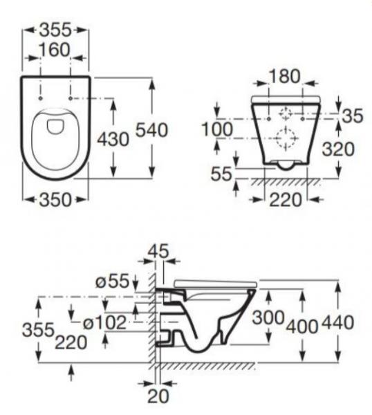 Laufen Roca Gap round RIMless toiletpakke inkl. sæde m/soft-close, mellem cisterne og kobber betjening Laufen Roca Gap round RIMless toiletpakke inkl. sæde m/soft-close, mellem cisterne og kobber betjening