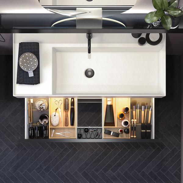 Dansani Luna Azym 101 asymmetrisk håndvask t/møbel - Højre - 1 hanehul