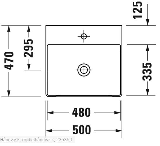Duravit DuraSquare 50 møbelvask - 1 hanehul - Uden overløb Duravit DuraSquare 50 møbelvask - 1 hanehul - Uden overløb