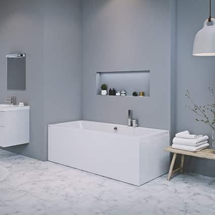 Strømberg Quantum badekar t/indbygning - 160 x 70 - 1 ryglæn - m/Carronite Strømberg Quantum badekar t/indbygning - 160 x 70 - 1 ryglæn - m/Carronite
