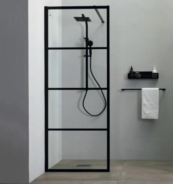 Lavabo Walk In fast brusevæg - Klar glas/Mat sort - 80 cm Lavabo Walk In fast brusevæg - Klar glas/Mat sort - 80 cm