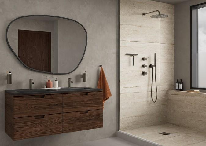 Damixa Iris XS 1 300 brusesæt til indbygning - Børstet grafitgrå