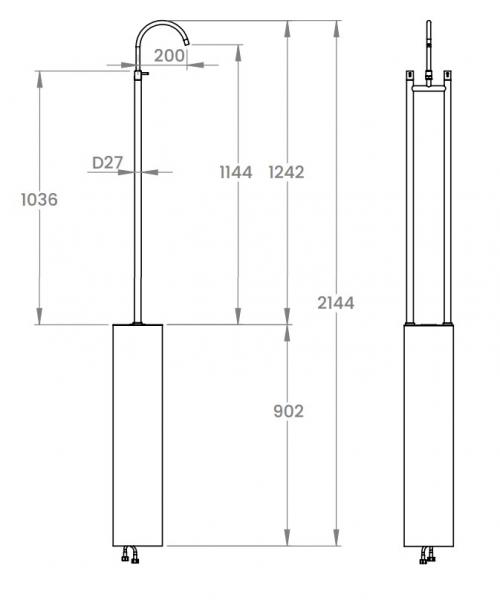 Frostline Eqi fritstående køkkenarmatur inkl. brønd - Rustfrit stål Frostline Eqi fritstående køkkenarmatur inkl. brønd - Rustfrit stål