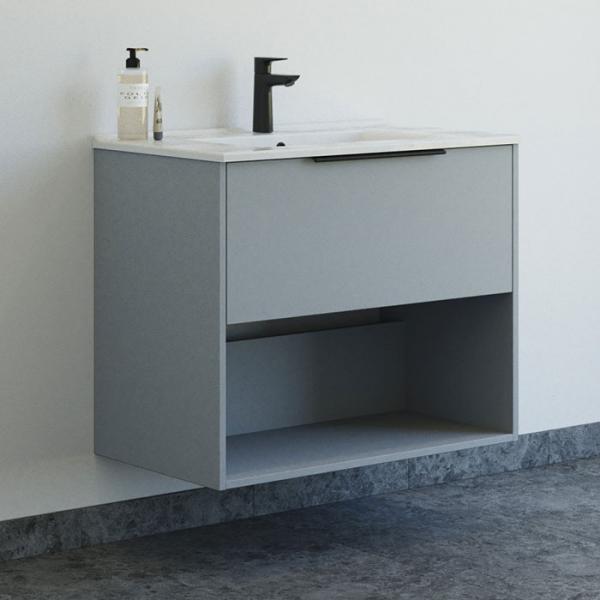 Dansani Mido+ Classic 81 møbelsæt m/Amber vask, 1 skuffe og åbent rum - Mat lyseblå Dansani Mido+ Classic 81 møbelsæt m/Amber vask, 1 skuffe og åbent rum - Mat lyseblå