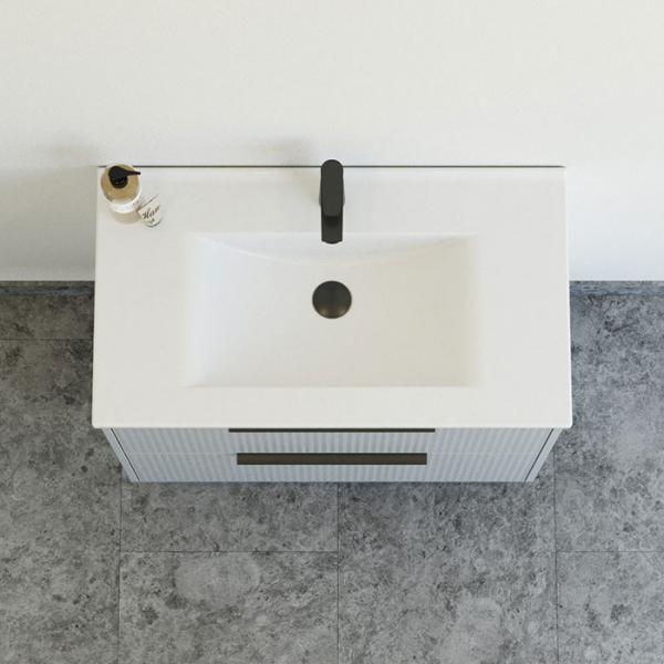 Dansani Mido+ Classic 81 møbelsæt m/Amber vask og 2 skuffer - Striber/mat lyseblå Dansani Mido+ Classic 81 møbelsæt m/Amber vask og 2 skuffer - Striber/mat lyseblå