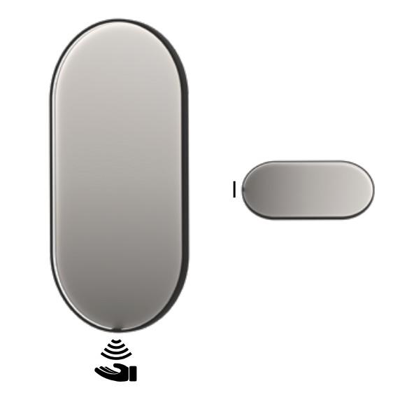 Sanibell Ink SP28 ovalt spejl m/lys, varme og sensor 40 x 80 cm - Børstet metal sort