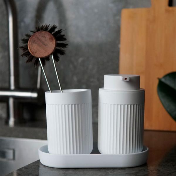 Beslagsboden Wave sæbedispenser t/bord - Mat hvid