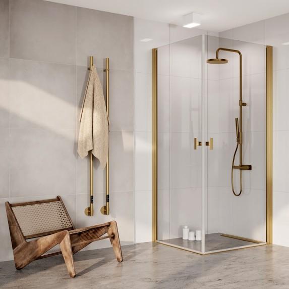 Str&oslash;mberg Noma 120 bruseniche - 90x90 cm - Klar glas/b&oslash;rstet messing